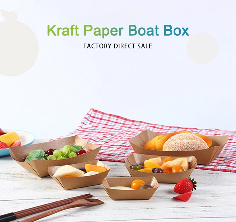 Wholesale Disposable Party Snack Boat Basket Food Holder Kraft Paper Fast Food Trays