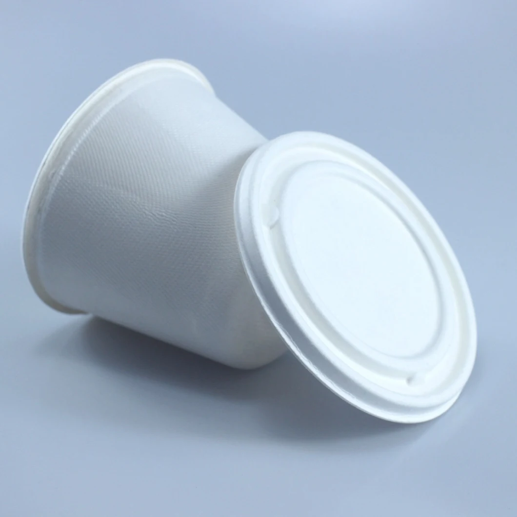 New Style 16oz Biodegradable Bagasse Disposable Pulp Paper Soup Cups and Lid