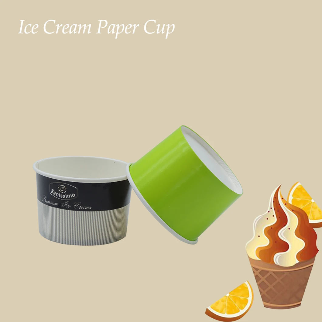 Food Grade Natural Paper Cups with Spoons for Ice Cream and Yogurt