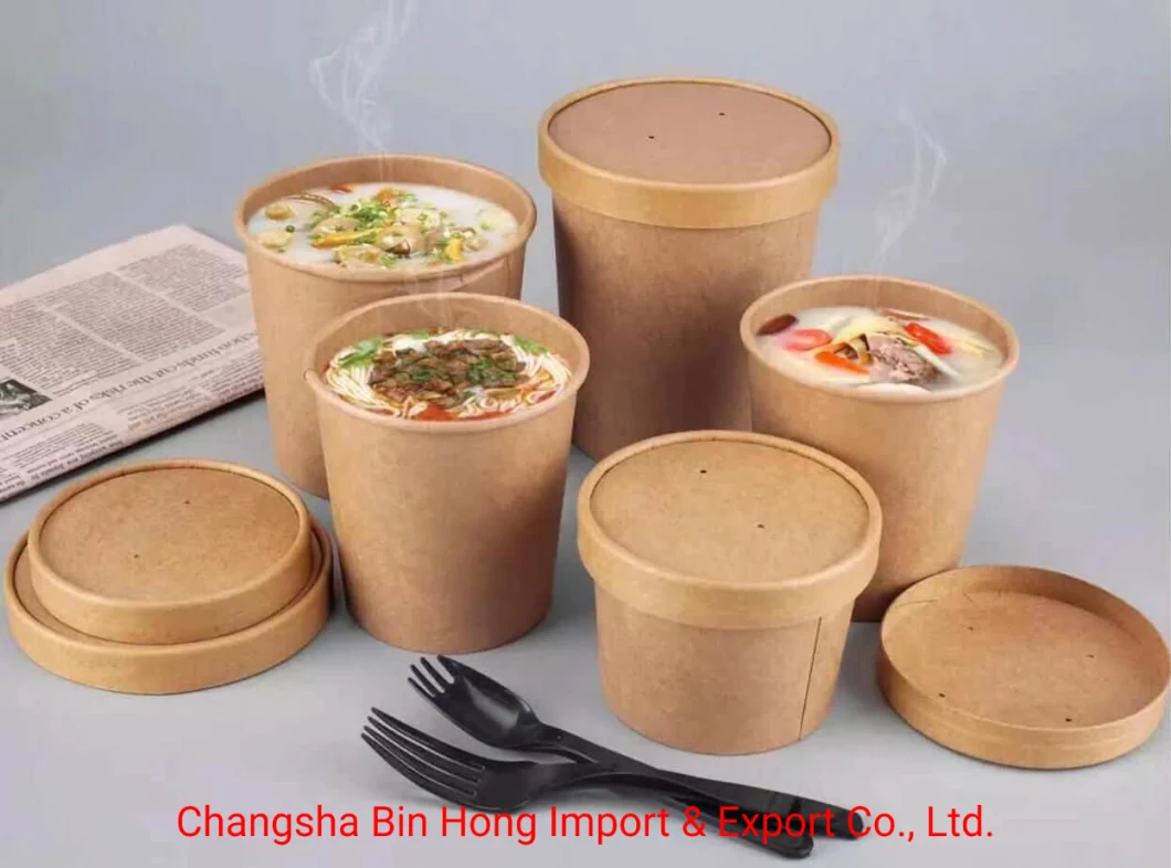 8oz 12oz 16oz Kraft Paper Soup Cup with Paper Lid