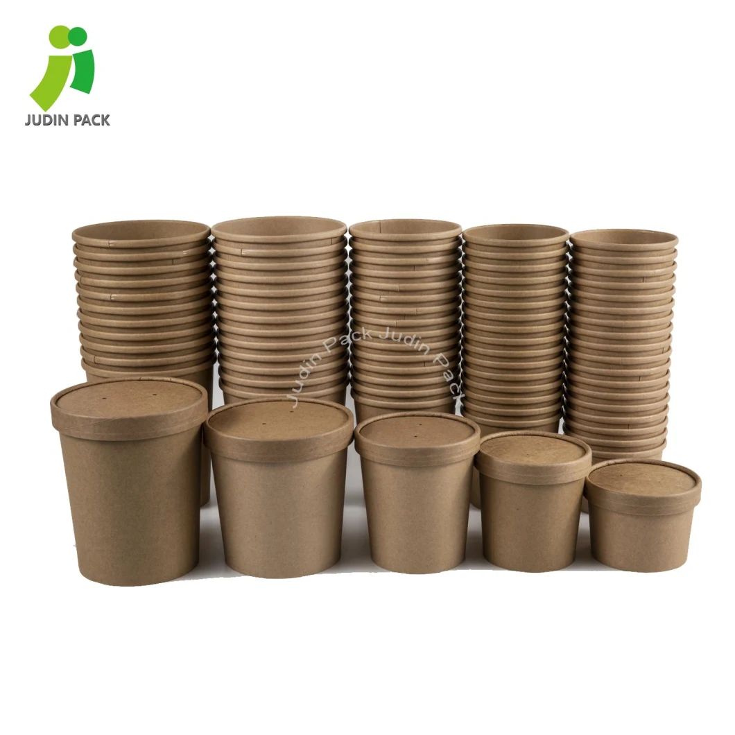 Paper Soup Cup by Biodegradable PLA/PE Custom White Kraft Paper