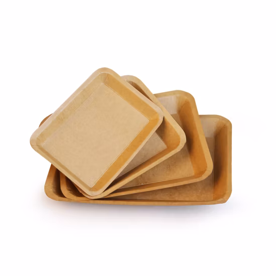 果物、野菜、デザート用の100%木材パルプから作られた使い捨ての茶色のクラフト紙トレイ