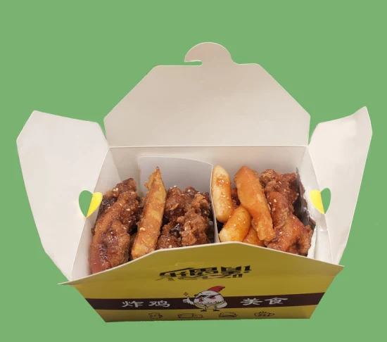 使い捨て可能なトーゴ クラフト紙コップ茶色の中華レストラン チキン包装テイクアウト ボックス